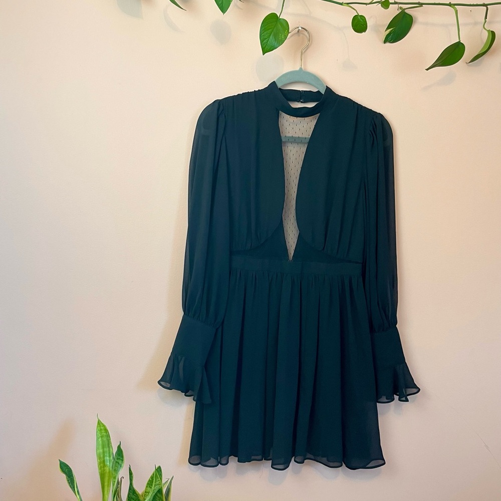 Express Black Flowy Longsleeve Dress